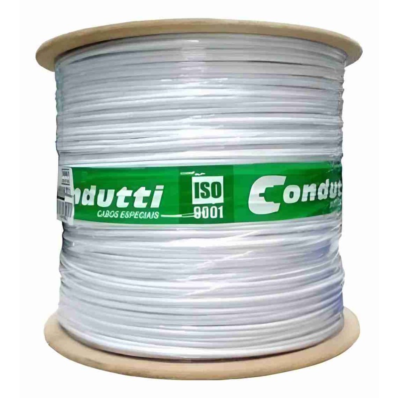 CABO COAXIAL CONDUTTI RF 75 DUPLA BLINDAGEM 4MM C/BIPOLARBB300M - 100% COBRE