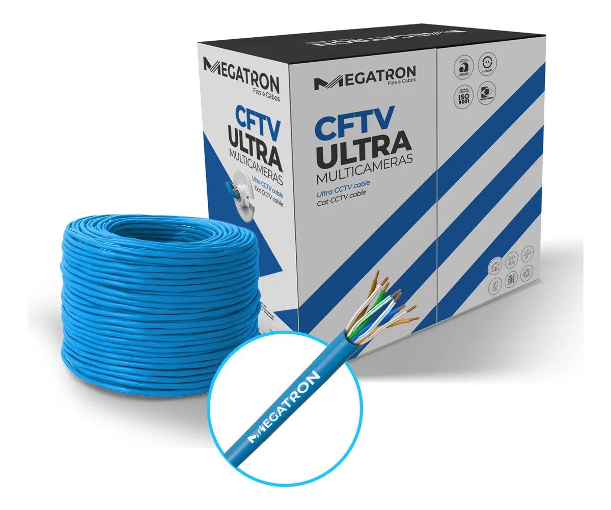 CABO DE REDE CAT5 MEGATRON CX300MT AZUL MULTICAMERAS
