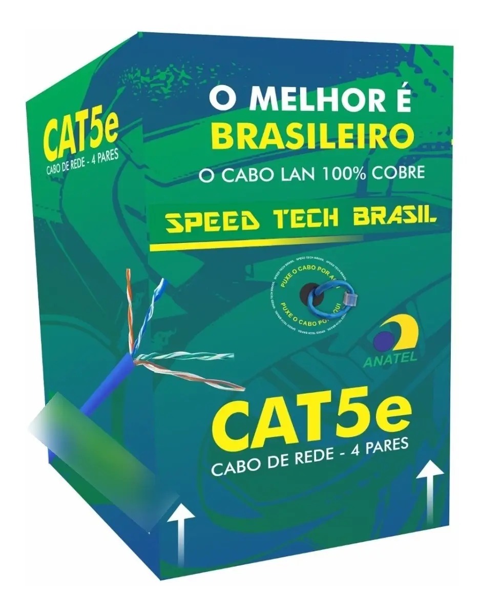 CABO DE REDE CAT5E SPEED TECH CX305M AZUL 100% COBRE