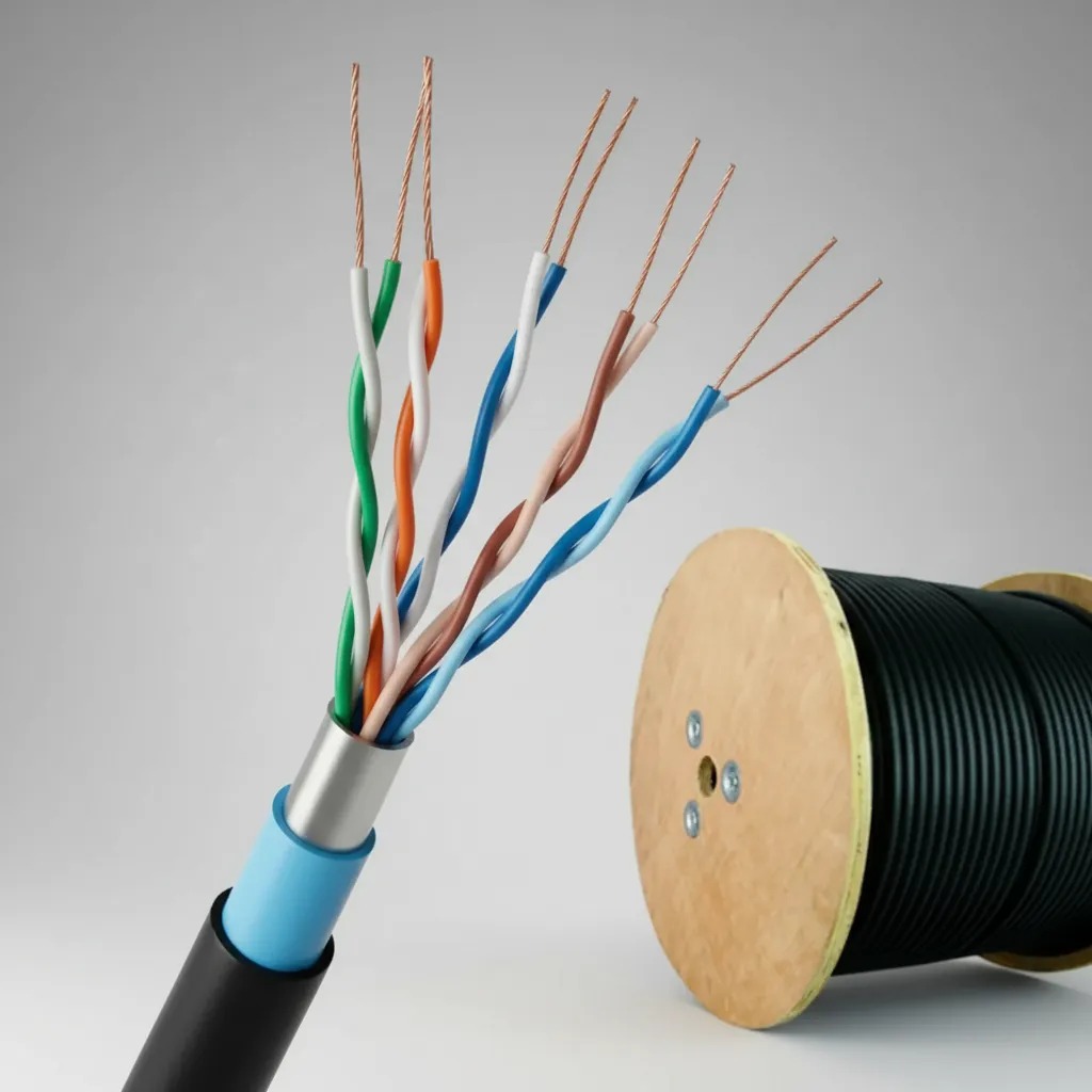 CABO DE REDE CAT5E CONDUTTI BB305M DUPLA CAPA BLINDADO PRETO 100%COBRE