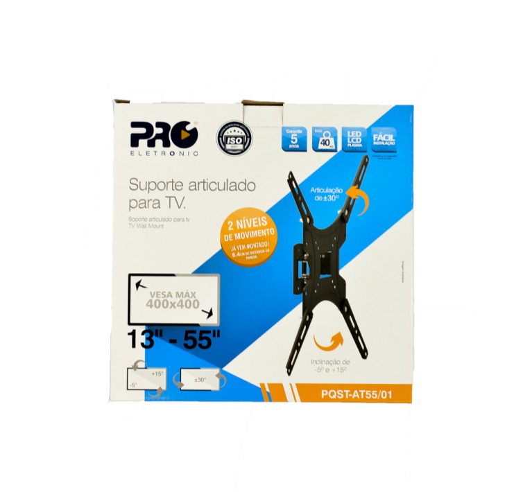SUPORTE PARA TV ARTICULADO PRO ELETRONIC 2 NIVEIS PQST-AT55/01 - 13/55"