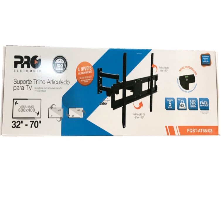 SUPORTE PARA TV DE TRILHO ARTICULADO PRO ELETRONIC 4 NIVEIS PQST-AT65/03 - 32/70"