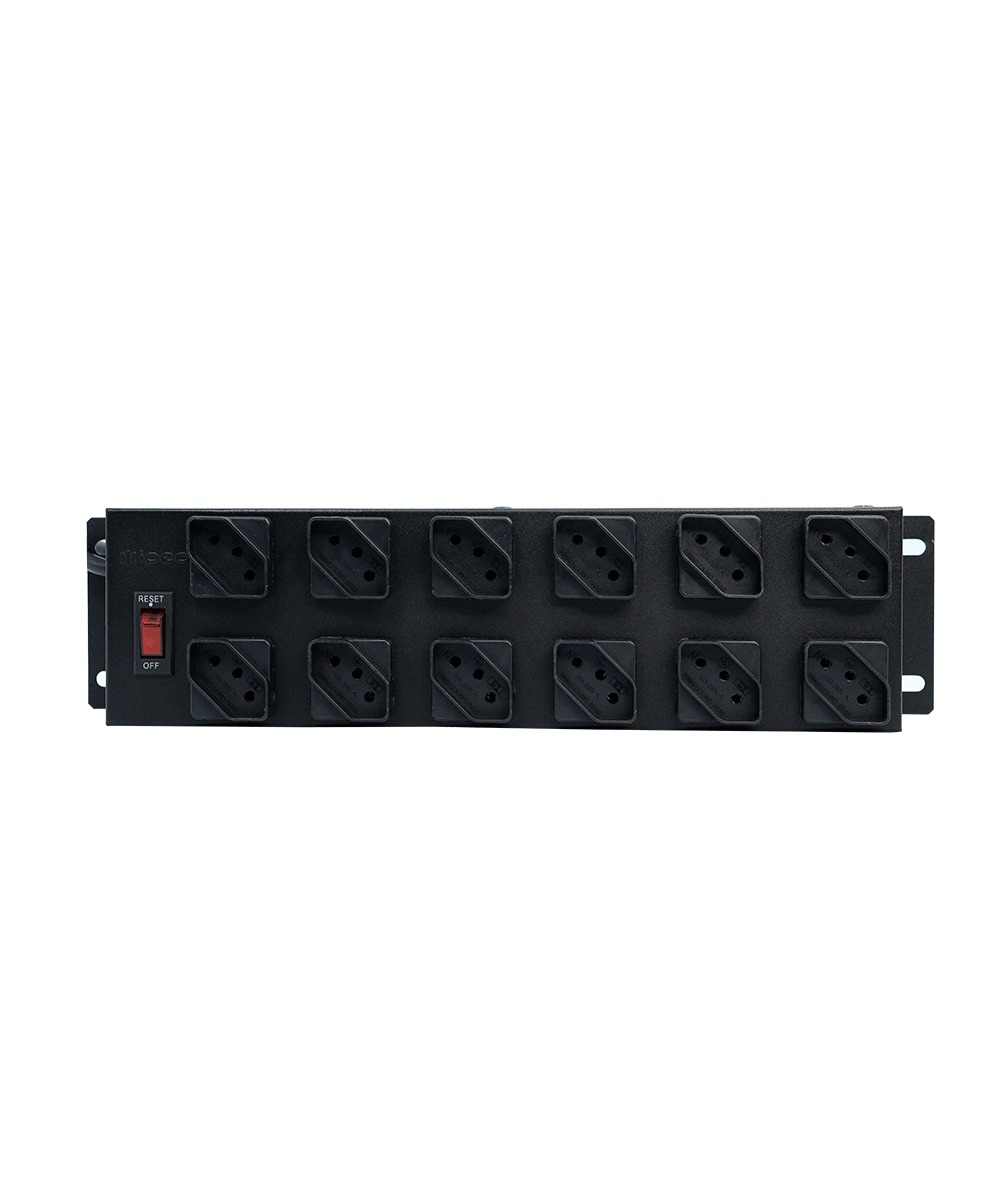 FILTRO DE LINHA 12 TOMADAS IPEC METALICO DUPLO CABO 1,10M - PRETO