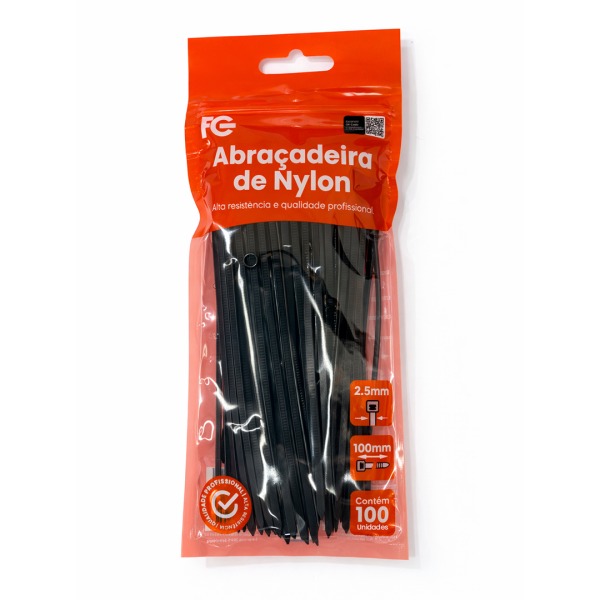 ABRACADEIRA NYLON PRETA 2,5X100MM (PACOTE C/ 100) FC