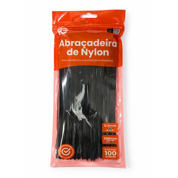 ABRACADEIRA NYLON PRETA 5X200MM (PACOTE C/ 100) FC