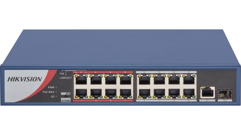 SWITCH POE 16 PORTAS HIKVISION DS-3E0318P-E/M (16 POE FAST + 1P GIGA)