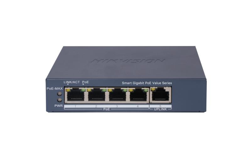 SWITCH POE GIGA 05 PORTAS HIKVISION DS-3E1505P-EI/M - 04 POE